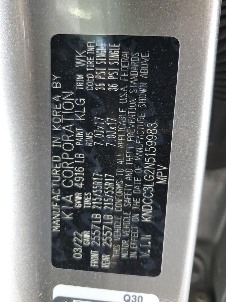 2022 KIA NIRO S VIN:KNDCC3LG2N5159983