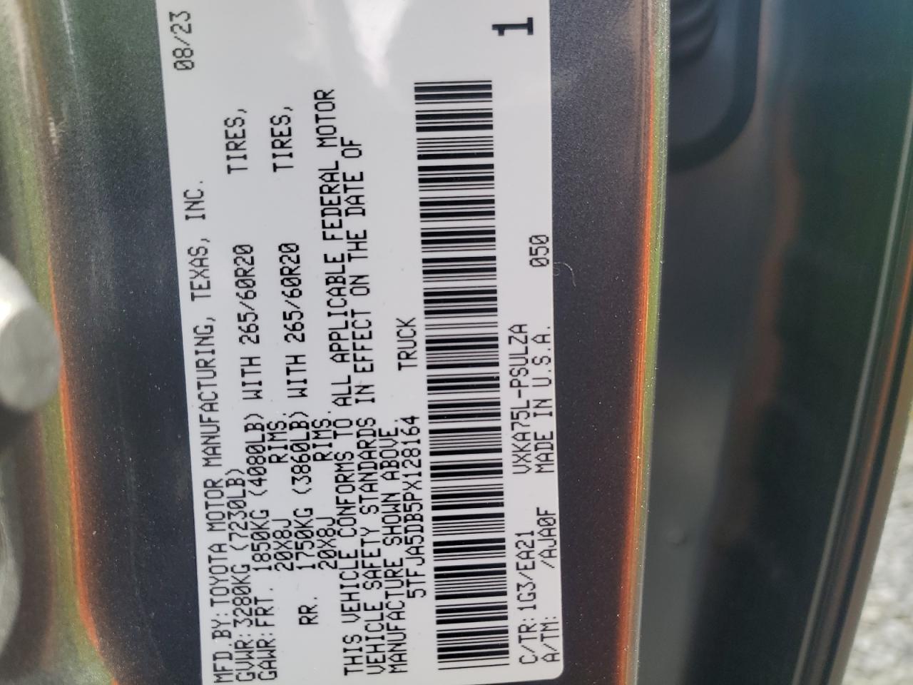 2023 TOYOTA TUNDRA CREWMAX LIMITED VIN:5TFJA5DB5PX128164