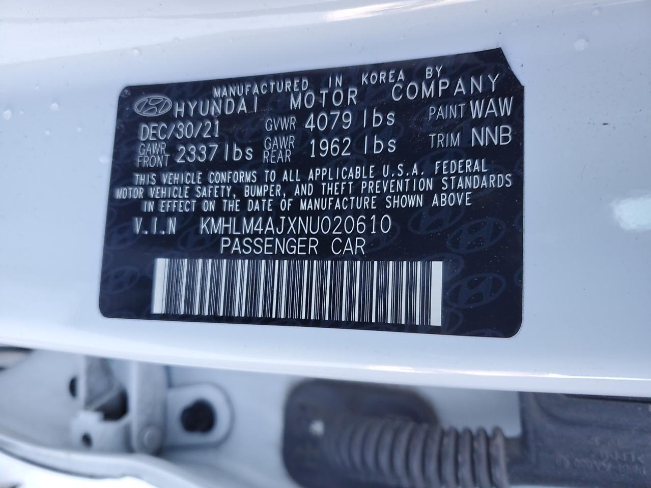 2022 HYUNDAI ELANTRA BLUE VIN:KMHLM4AJXNU020610