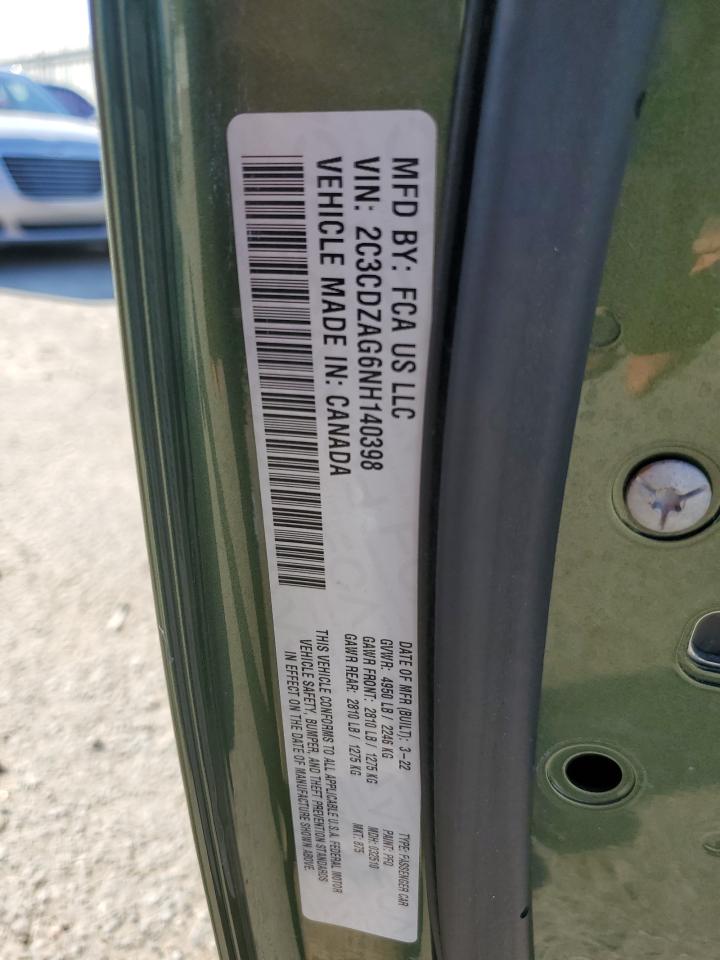 2022 DODGE CHALLENGER SXT VIN:2C3CDZAG6NH140398