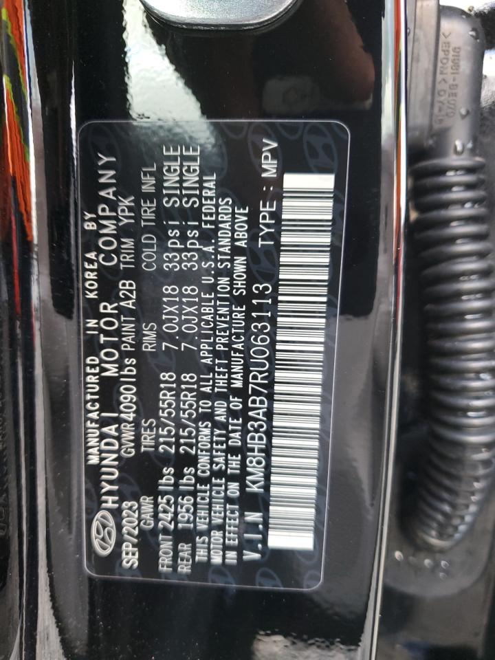 2024 HYUNDAI KONA SEL VIN:KM8HB3AB7RU063113