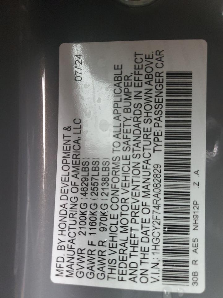 2024 HONDA ACCORD HYBRID SPORT-L VIN:1HGCY2F74RA082829