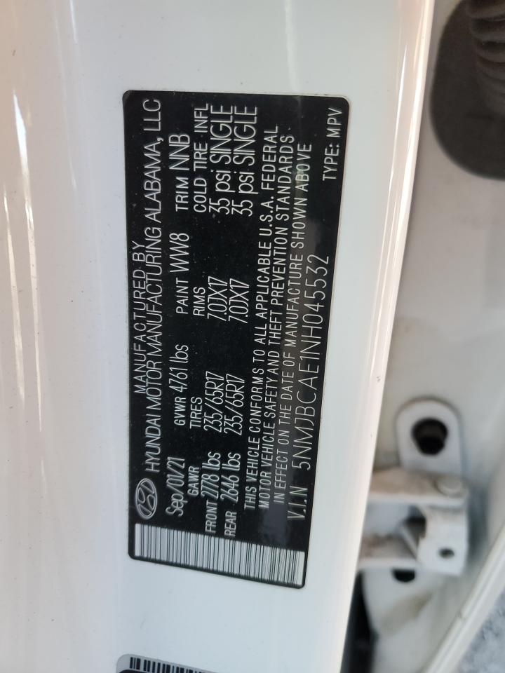 2022 HYUNDAI TUCSON SEL VIN:5NMJBCAE1NH045532