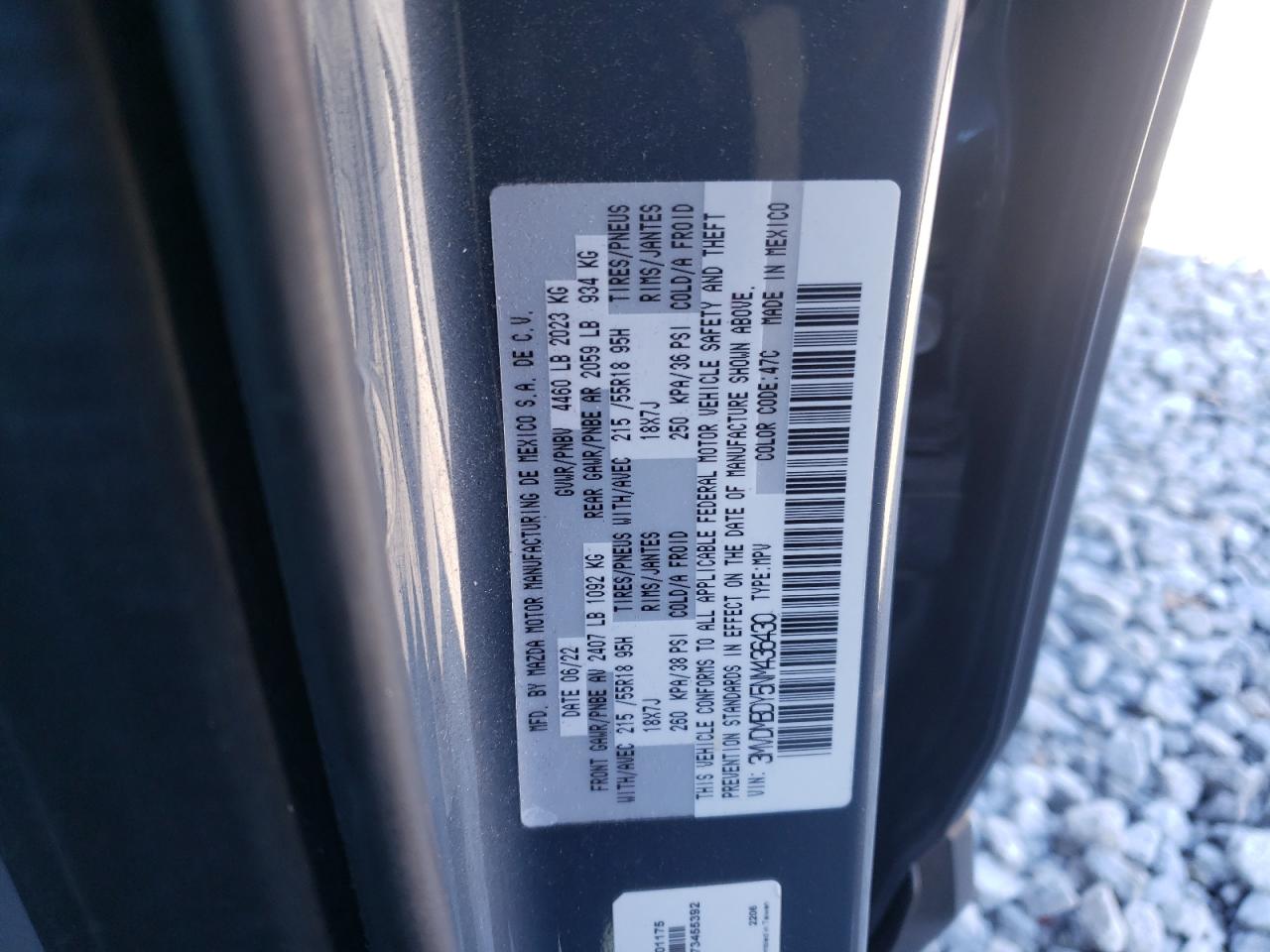 2022 MAZDA CX-30 PREMIUM VIN:3MVDMBDY5NM436430