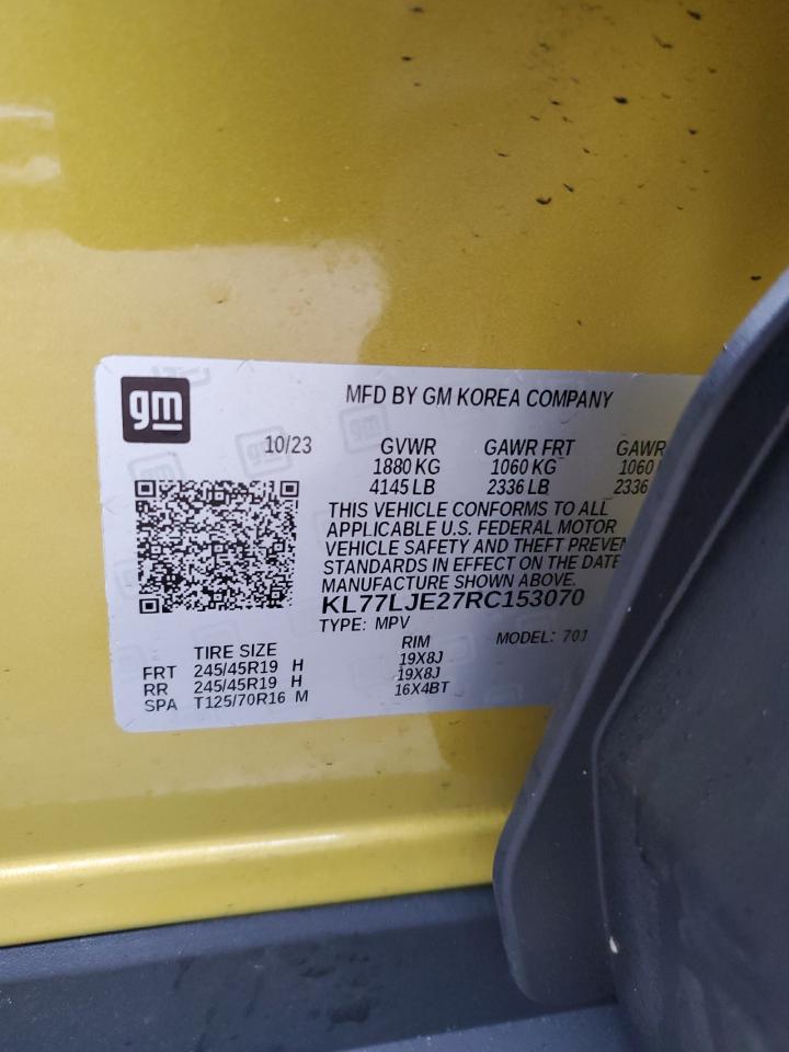 2024 CHEVROLET TRAX 2RS VIN:KL77LJE27RC153070