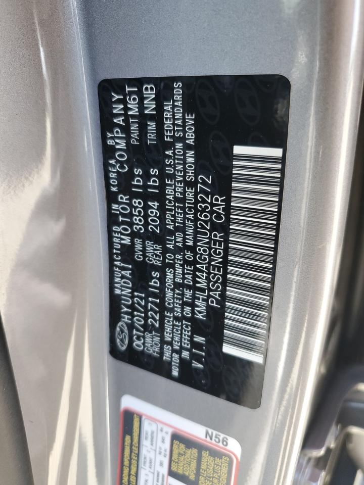 2022 HYUNDAI ELANTRA SEL VIN:KMHLM4AG8NU263272