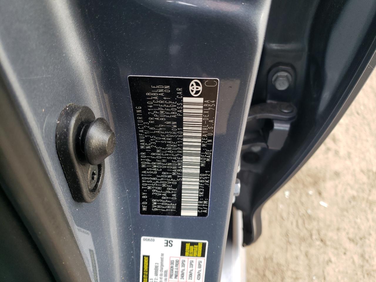 2024 TOYOTA COROLLA LE VIN:5YFB4MDE7RP112601