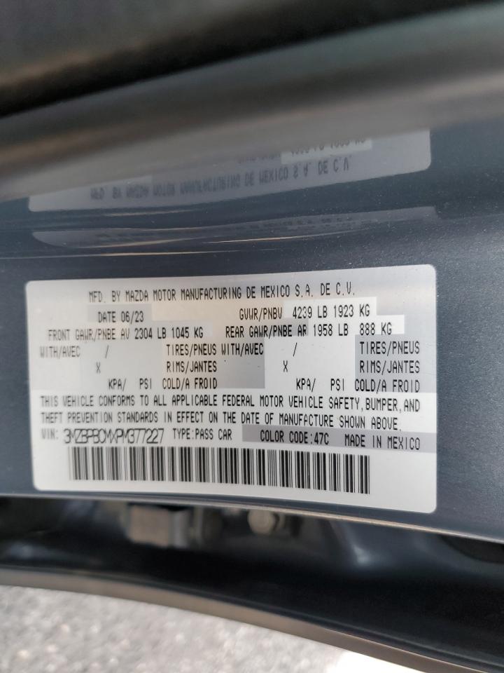 2023 MAZDA 3 PREFERRED VIN:3MZBPBCMXPM377227