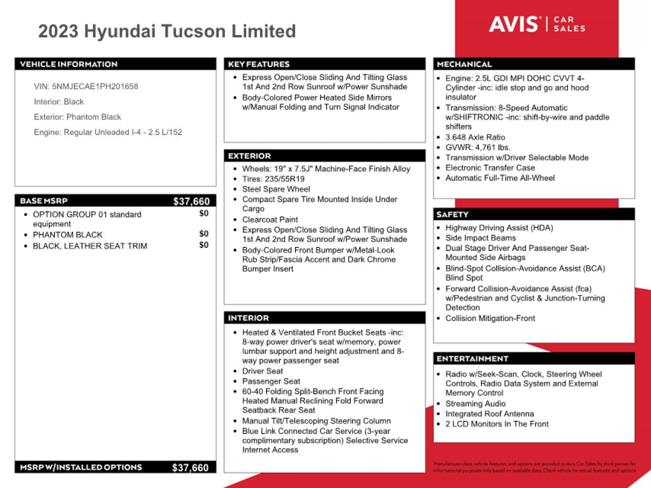 2023 HYUNDAI TUCSON LIMITED VIN:5NMJECAE1PH201658