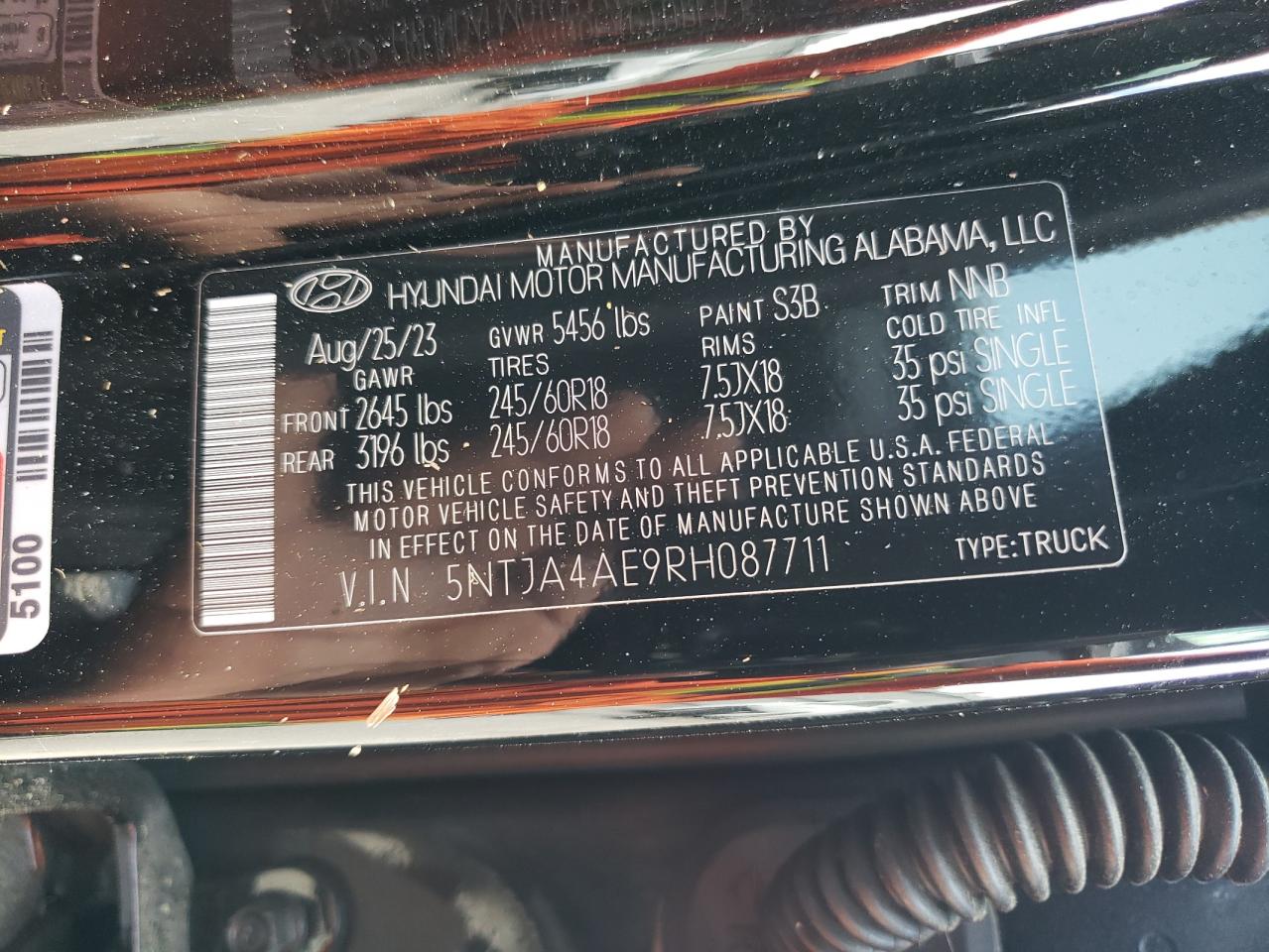 2024 HYUNDAI SANTA CRUZ SE VIN:5NTJA4AE9RH087711