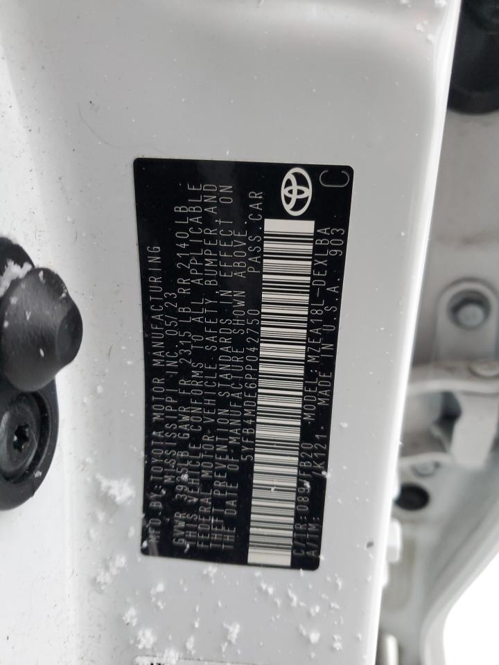 2023 TOYOTA COROLLA LE VIN:5YFB4MDE6PP042750