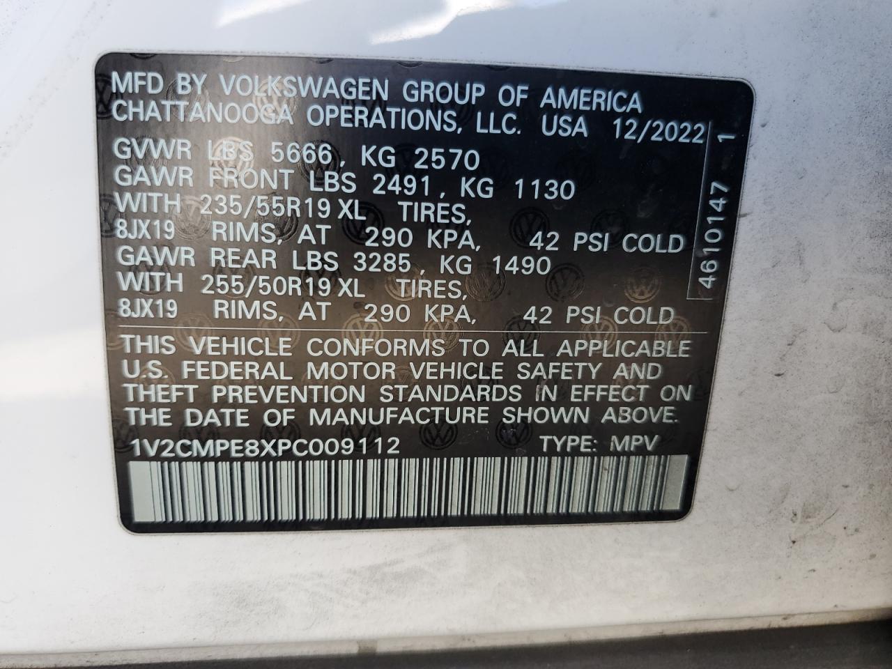 2023 VOLKSWAGEN ID.4 PRO VIN:1V2CMPE8XPC009112