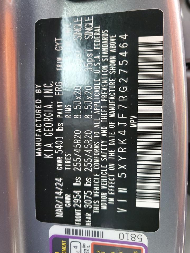2024 KIA SORENTO SX VIN:5XYRK4JF7RG275464