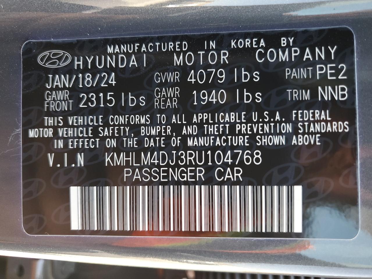 2024 HYUNDAI ELANTRA BLUE VIN:KMHLM4DJ3RU104768