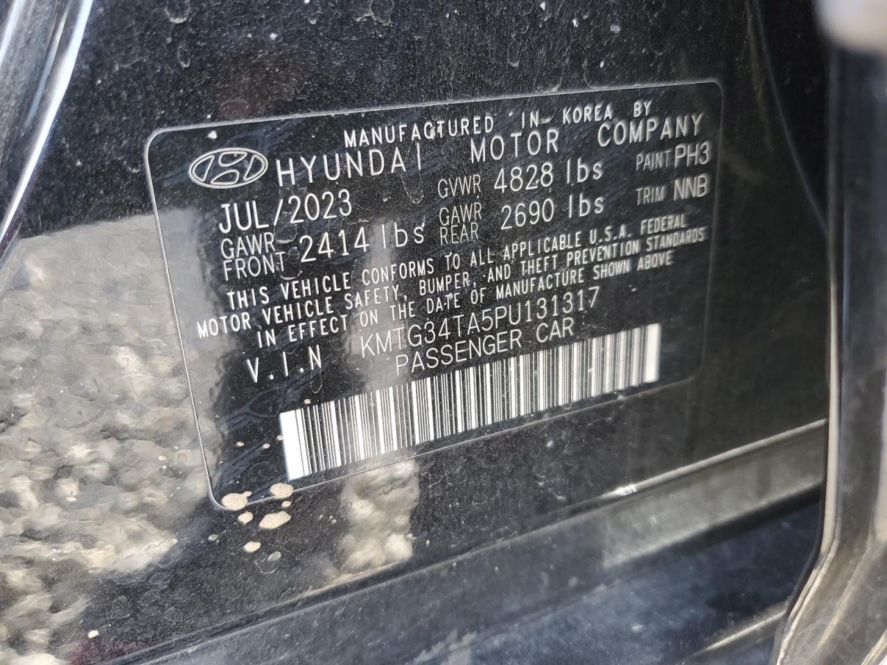 2023 GENESIS G70 BASE VIN:KMTG34TA5PU131317