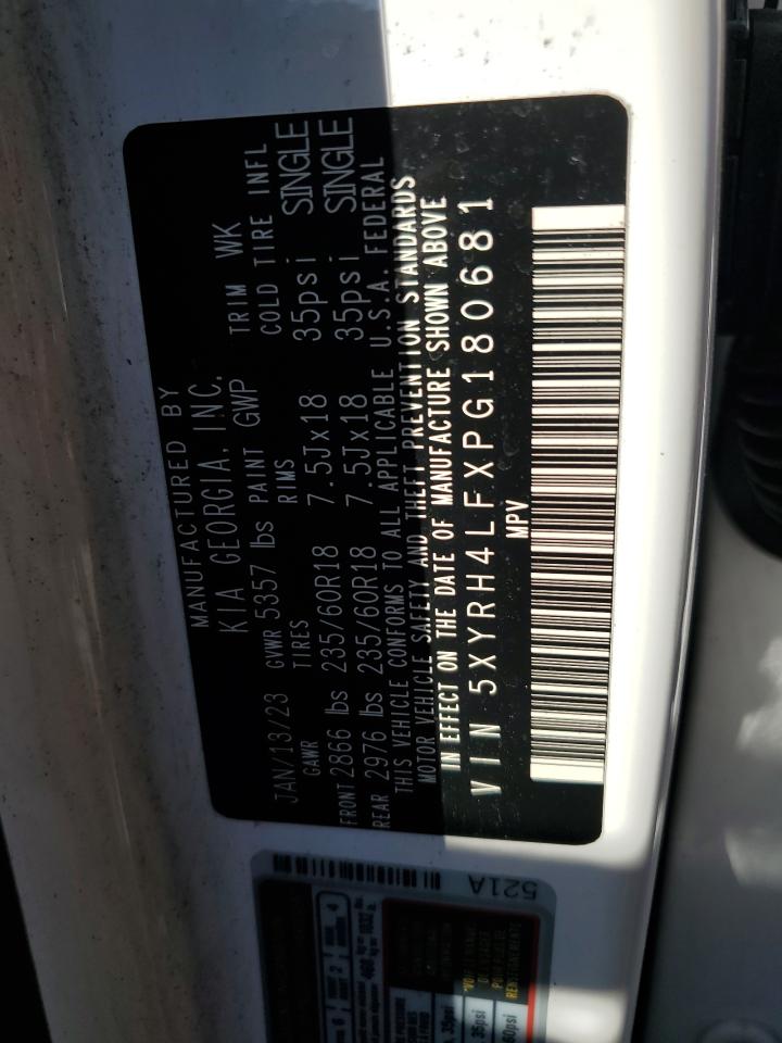 2023 KIA SORENTO EX VIN:5XYRH4LFXPG180681
