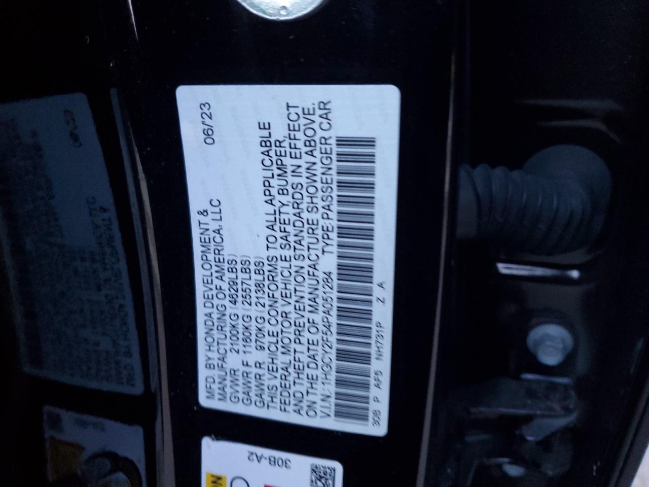 2023 HONDA ACCORD HYBRID SPORT VIN:1HGCY2F54PA051284