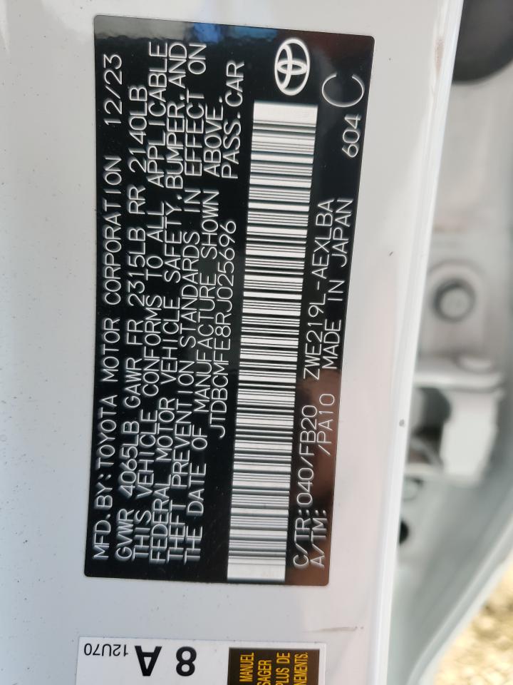 2024 TOYOTA COROLLA LE VIN:JTDBCMFE8RJ025696