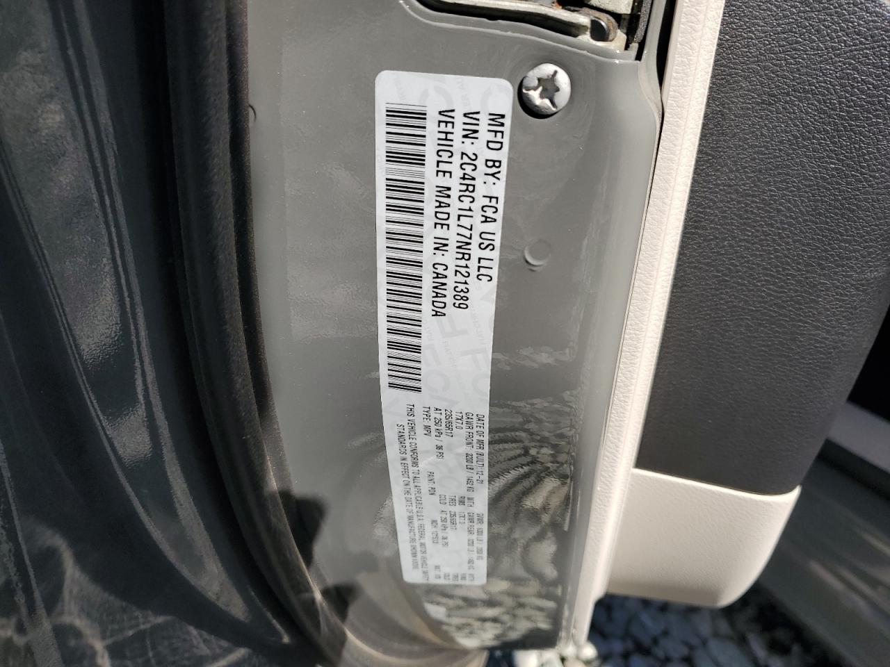 2022 CHRYSLER PACIFICA HYBRID TOURING L VIN:2C4RC1L77NR121389