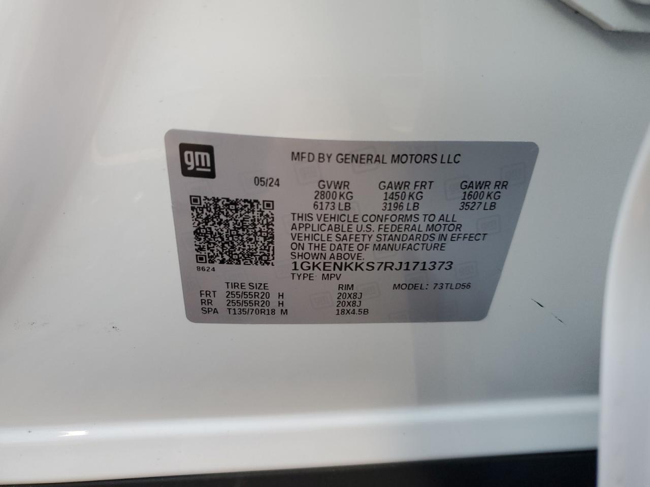 2024 GMC ACADIA UPLEVEL VIN:1GKENKKS7RJ171373