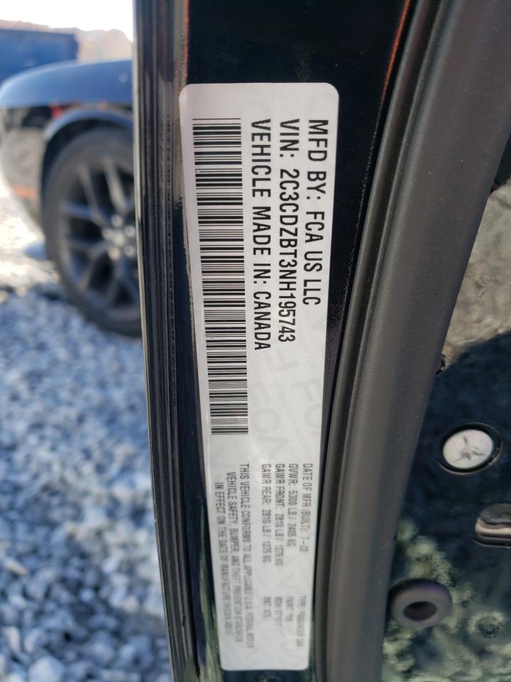 2022 DODGE CHALLENGER R/T VIN:2C3CDZBT3NH195743