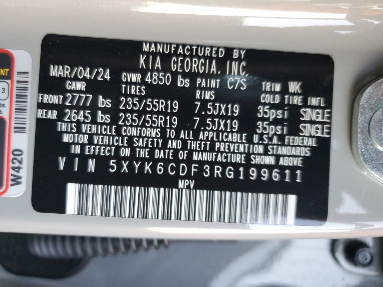 2024 KIA SPORTAGE X LINE VIN:5XYK6CDF3RG199611
