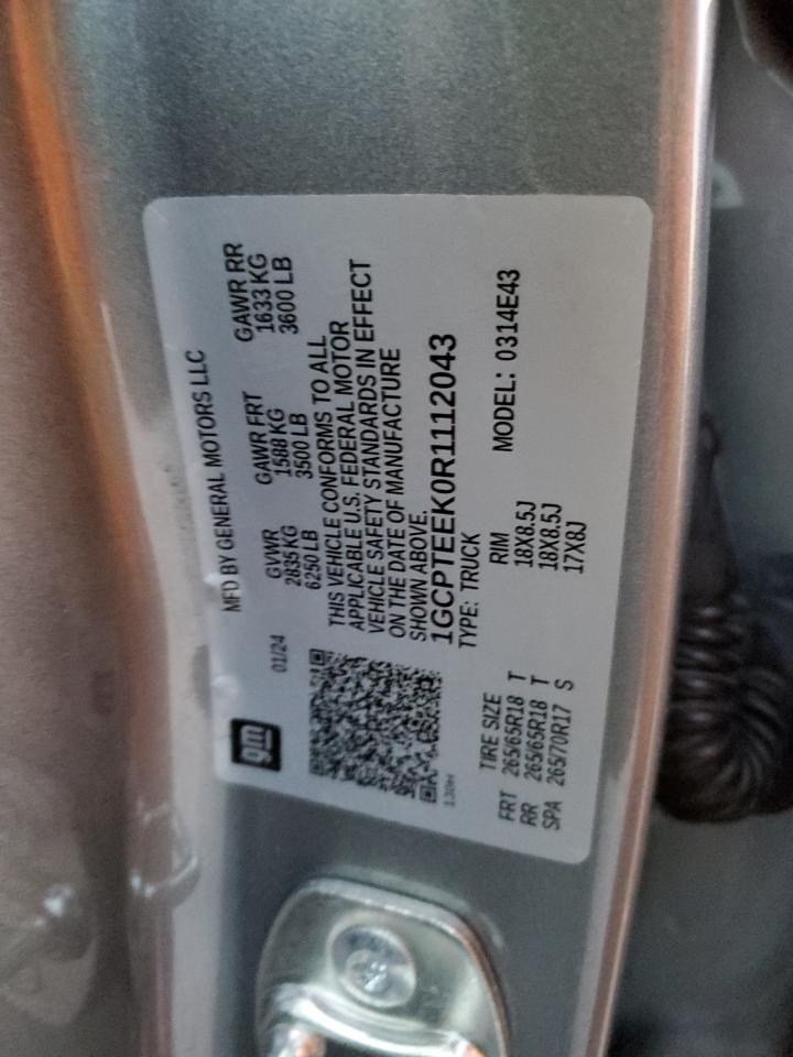 2024 CHEVROLET COLORADO TRAIL BOSS VIN:1GCPTEEK0R1112043