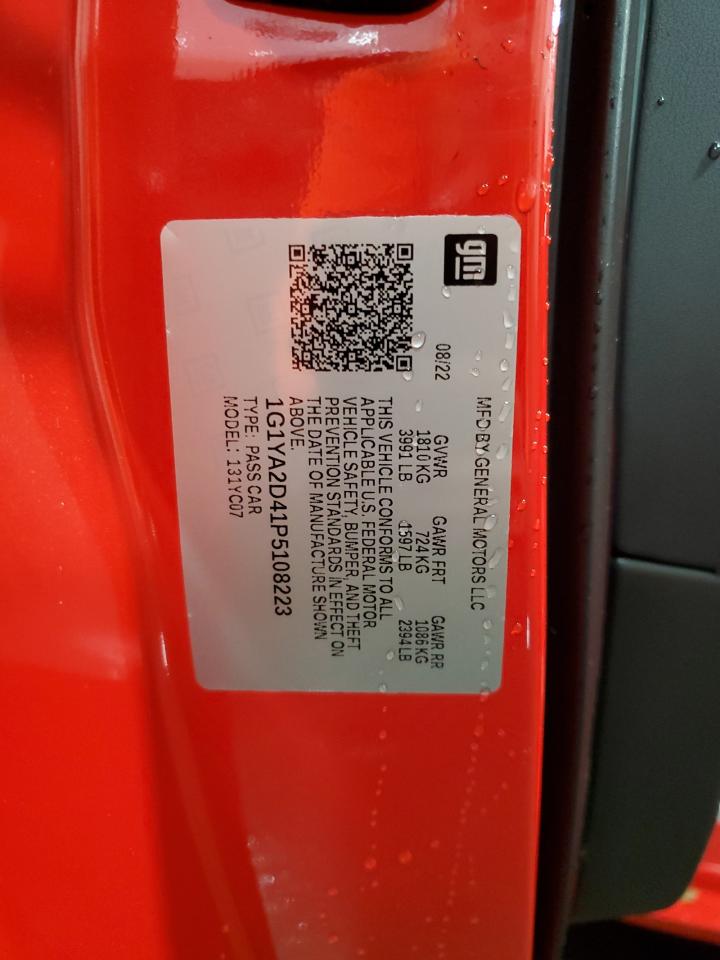 2023 CHEVROLET CORVETTE STINGRAY 1LT VIN:1G1YA2D41P5108223