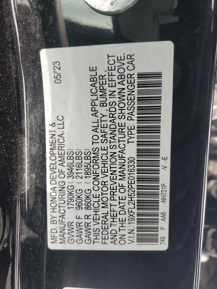 2023 HONDA CIVIC LX VIN:19XFL2H52PE016330