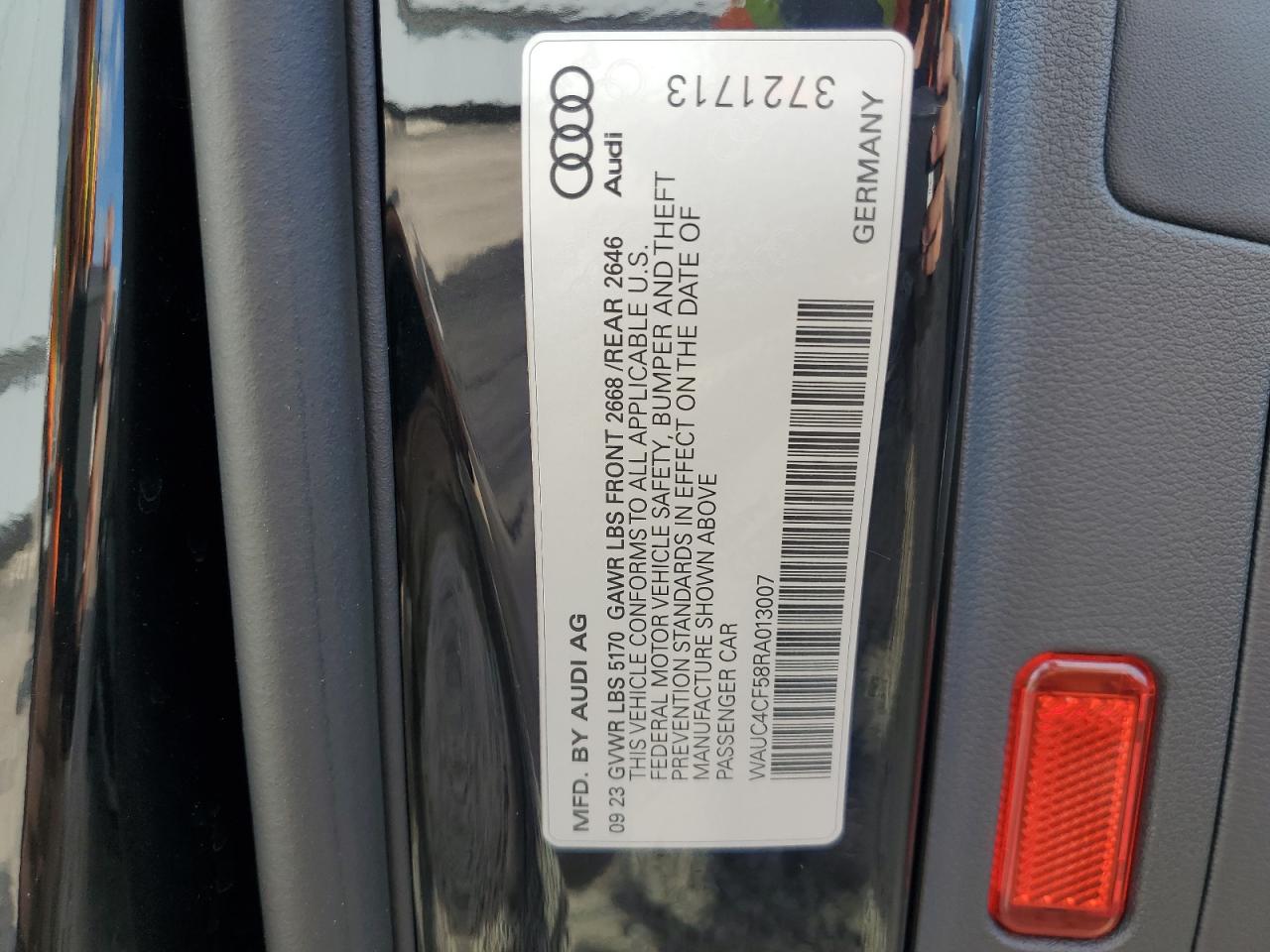 2024 AUDI S5 PREMIUM PLUS VIN:WAUC4CF58RA013007