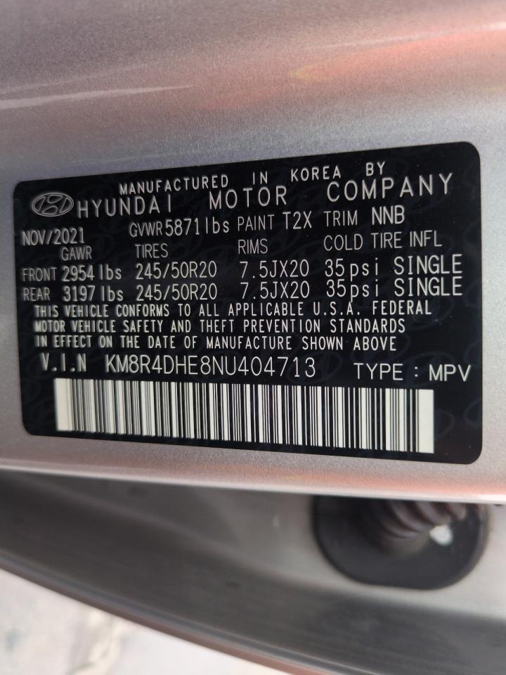 2022 HYUNDAI PALISADE SEL VIN:KM8R4DHE8NU404713