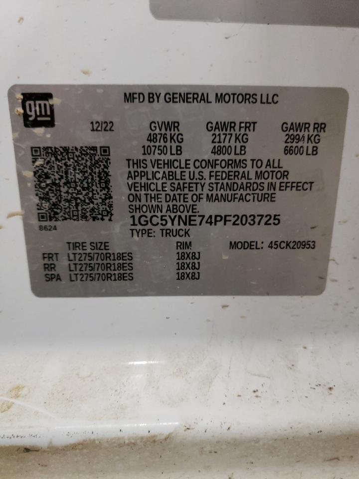 2023 CHEVROLET SILVERADO K2500 HEAVY DUTY LT VIN:1GC5YNE74PF203725