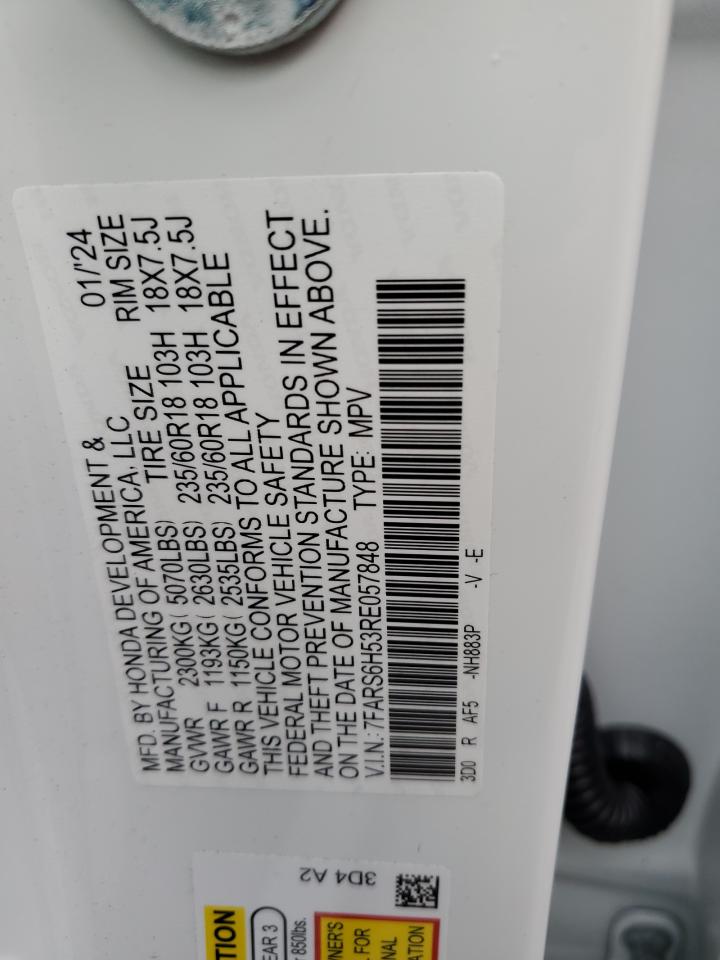 2024 HONDA CR-V SPORT VIN:7FARS6H53RE057848