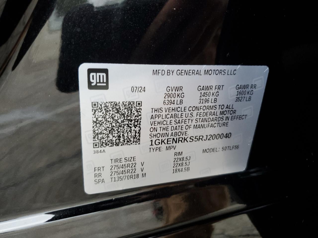 2024 GMC ACADIA DENALI VIN:1GKENRKS5RJ200040
