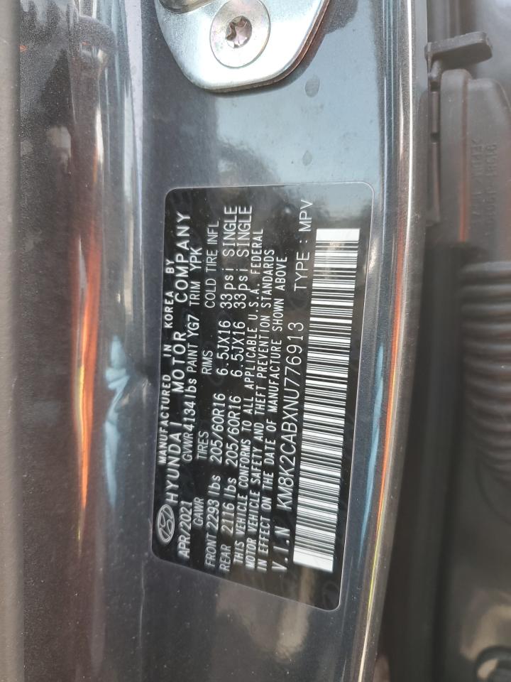 2022 HYUNDAI KONA SEL VIN:KM8K2CABXNU776913