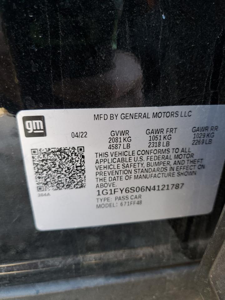 2022 CHEVROLET BOLT EUV LT VIN:1G1FY6S06N4121787