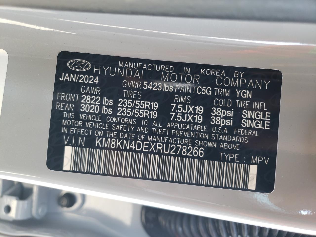 2024 HYUNDAI IONIQ 5 SEL VIN:KM8KN4DEXRU278266