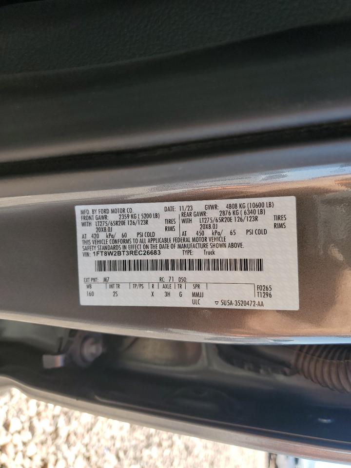 2024 FORD F250 SUPER DUTY VIN:1FT8W2BT3REC26683