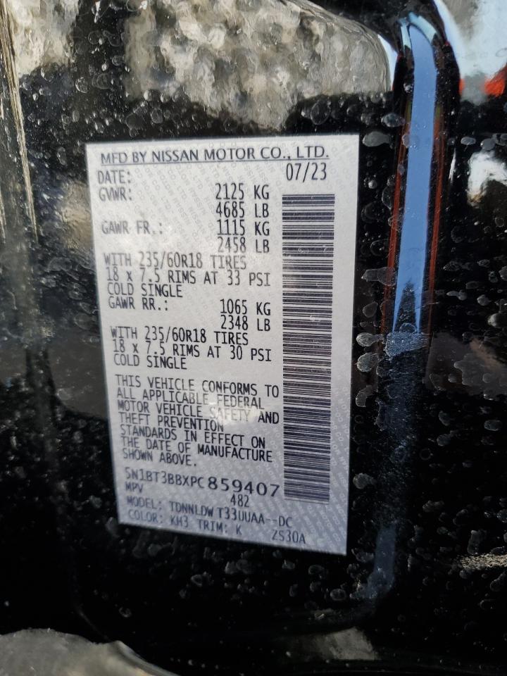 2023 NISSAN ROGUE SV VIN:5N1BT3BBXPC859407