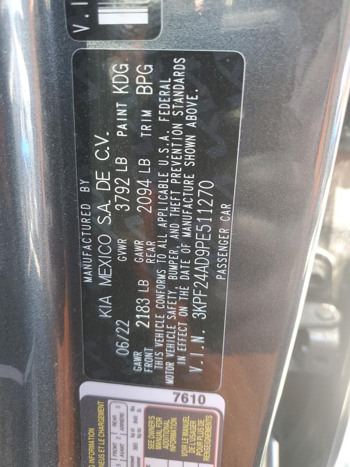 2023 KIA FORTE LX VIN:3KPF24AD9PE511270