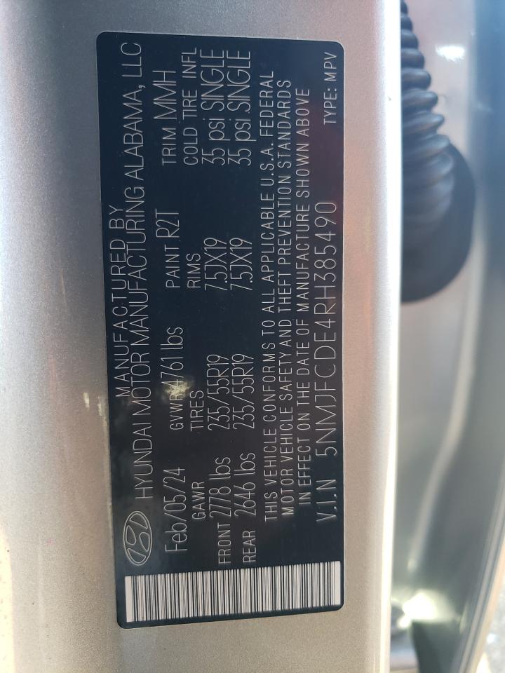 2024 HYUNDAI TUCSON SEL VIN:5NMJFCDE4RH385490