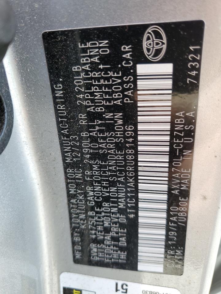2024 TOYOTA CAMRY LE VIN:4T1C11AK6RU881496