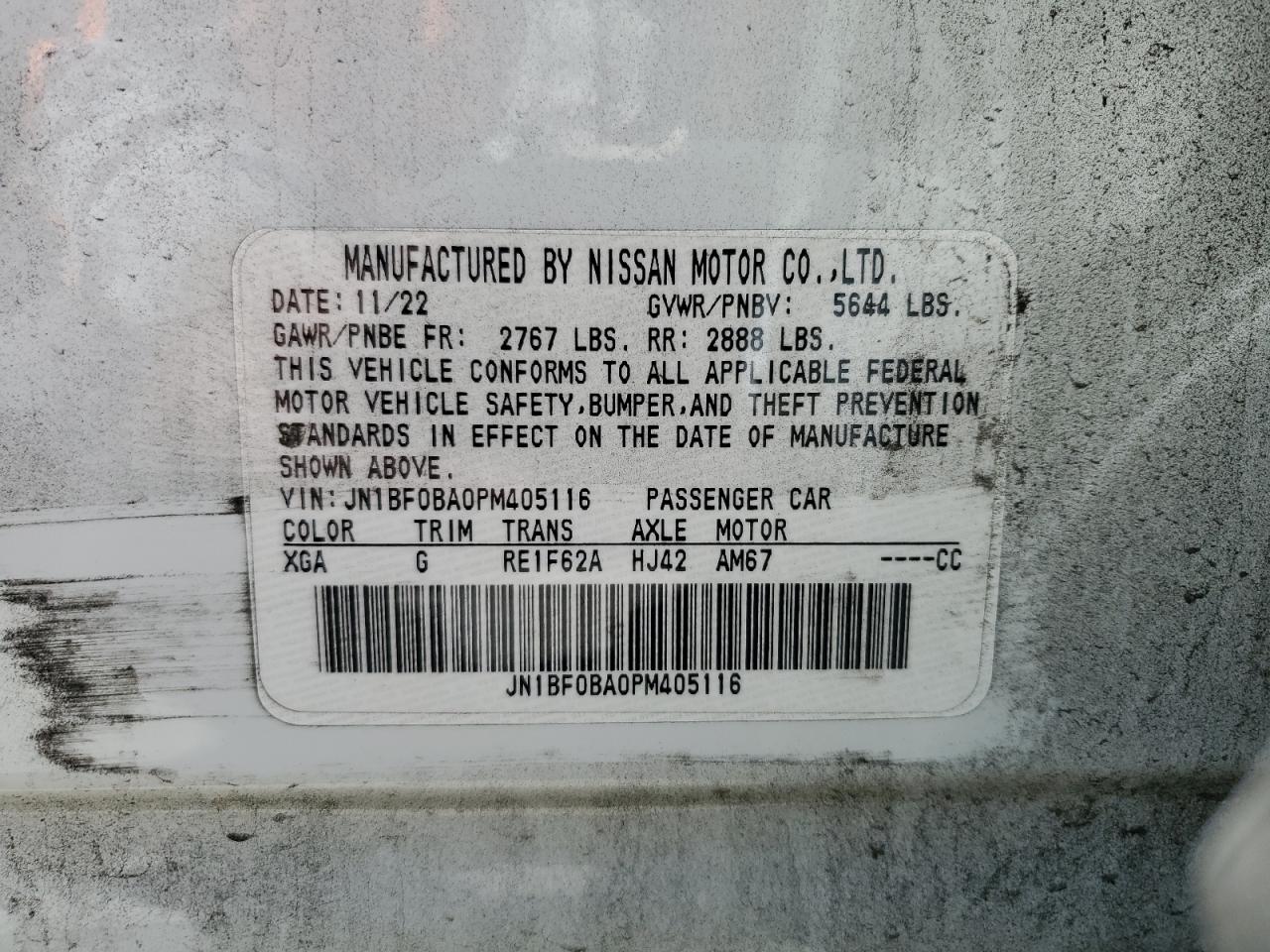 2023 NISSAN ARIYA EVOLVE+ VIN:JN1BF0BA0PM405116