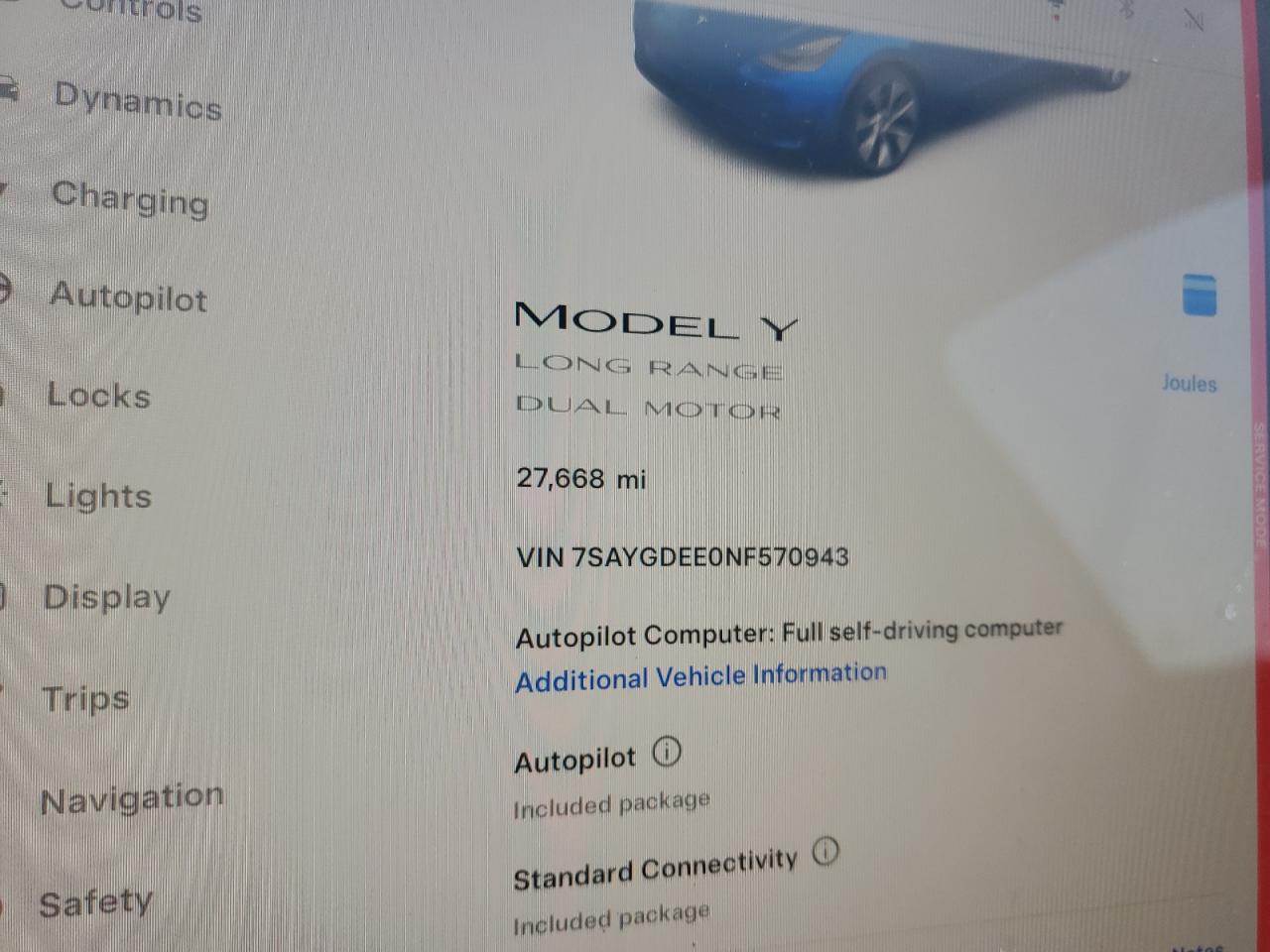 2022 TESLA MODEL Y  VIN:7SAYGDEE0NF570943