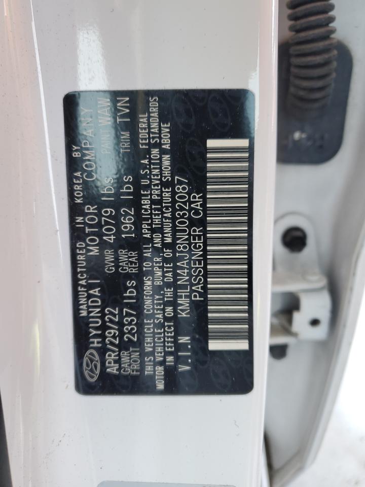 2022 HYUNDAI ELANTRA LIMITED VIN:KMHLN4AJ8NU032087