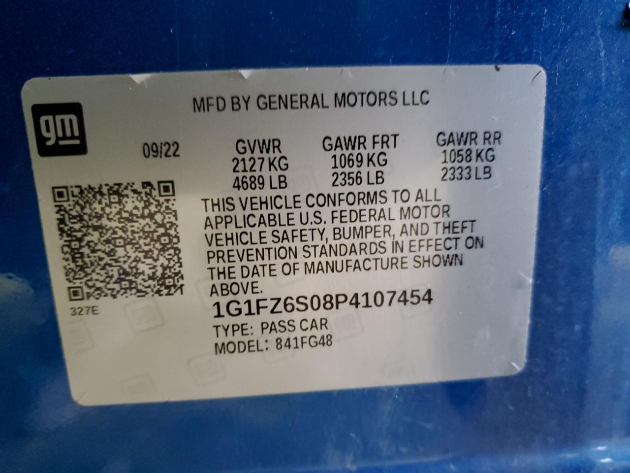 2023 CHEVROLET BOLT EUV PREMIER VIN:1G1FZ6S08P4107454
