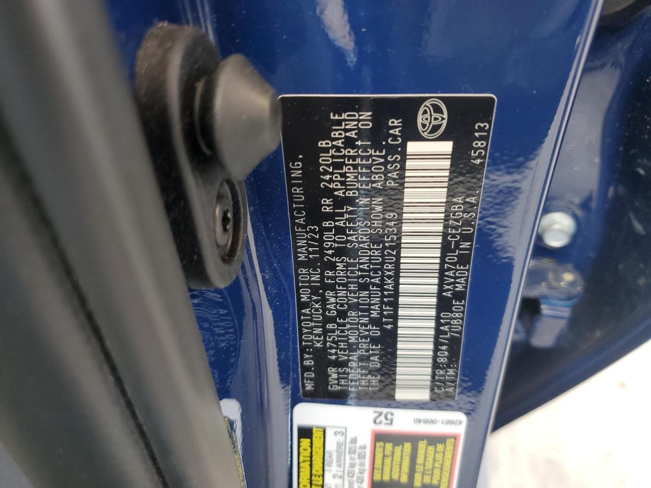 2024 TOYOTA CAMRY XLE VIN:4T1F11AKXRU215349