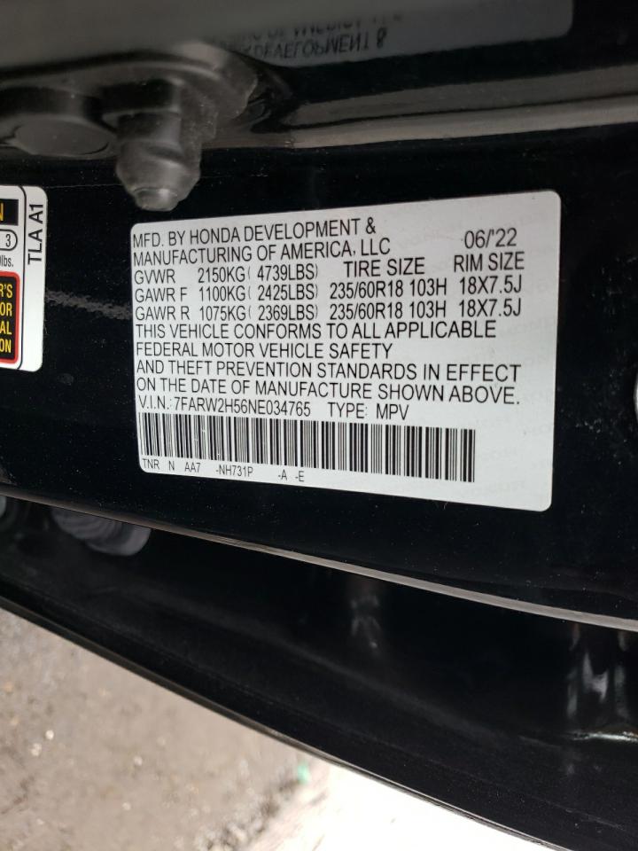 2022 HONDA CR-V EX VIN:7FARW2H56NE034765