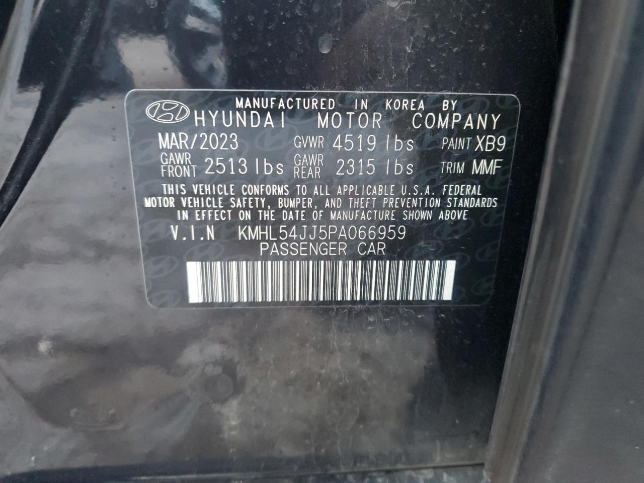 2023 HYUNDAI SONATA HYBRID VIN:KMHL54JJ5PA066959