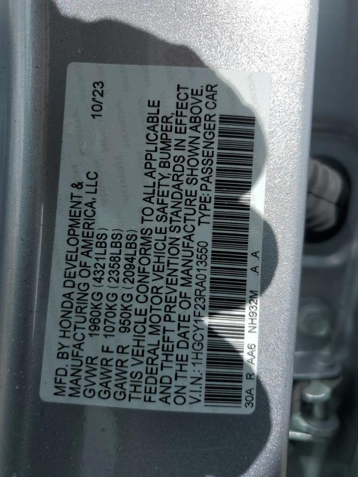 2024 HONDA ACCORD LX VIN:1HGCY1F23RA013550